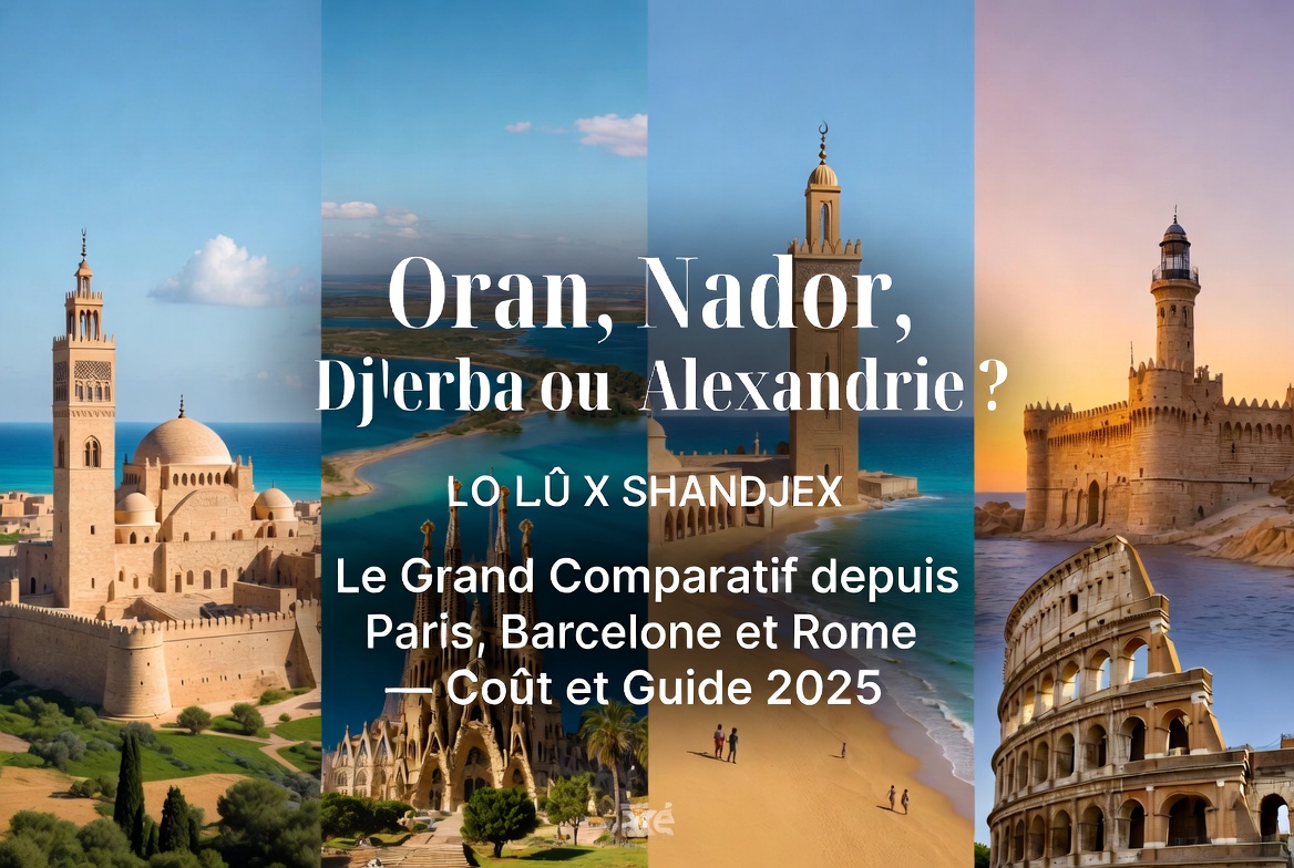 Oran, Nador, Djerba ou Alexandrie ? Le Grand Comparatif depuis Paris, Barcelone et Rome — Coût et Guide 2025